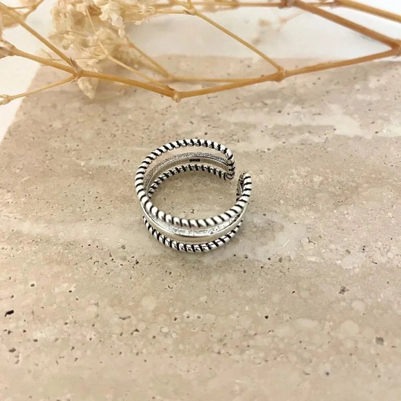 925 Sterling Silver Layer Stackable Ring Multi Layer Dainty Ring Band - Picture 6 of 7